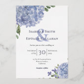 Invitation En Aluminium Elégant Dusty Blue Hydrangeas Floral Bouquets (Recto)