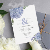 Invitation En Aluminium Elégant Dusty Blue Hydrangeas Floral Bouquets