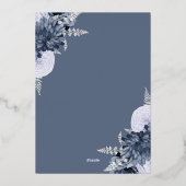 Invitation En Aluminium Elegant Dusty Blue Silver Floral Wedding (Verso)