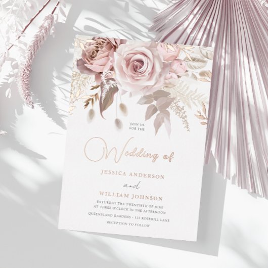 Invitation En Aluminium Elégant Dusty Rose Blush Spring Wedding Rose Or