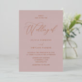 Invitation En Aluminium Elégant Dusty rose Mariage Rose or (Debout devant)