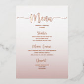 Invitation En Aluminium Elégant Dusty Rose Simple Mariage Dîner Menu (Recto)