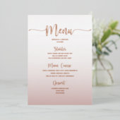 Invitation En Aluminium Elégant Dusty Rose Simple Mariage Dîner Menu (Debout devant)