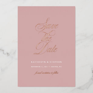 Invitation En Aluminium Élégant écriture mariage économisez la date rose o