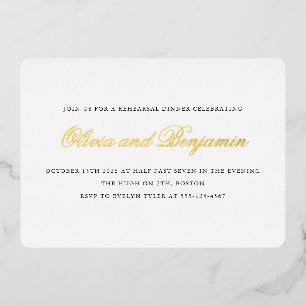 Invitation En Aluminium Élégant écriture noire dîner de répétition formel