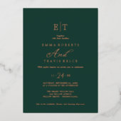 Invitation En Aluminium Élégant Emerald & Gold Foil Mariage (Recto)