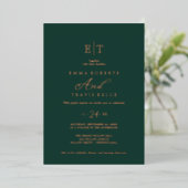 Invitation En Aluminium Élégant Emerald & Gold Foil Mariage (Debout devant)
