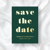 Invitation En Aluminium Élégant Emerald Green Enregistrer La Date Gold