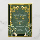 Invitation En Aluminium Élégant Emerald Green et Gold Mariage indien (Recto)