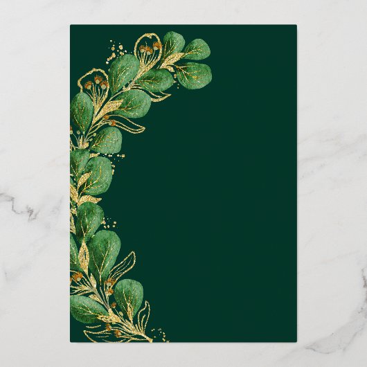 Invitation En Aluminium Élégant Emerald Green et Mariage or (Verso)