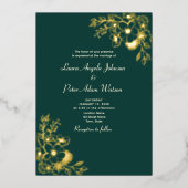 Invitation En Aluminium Élégant Emerald Green et Mariage or (Recto)
