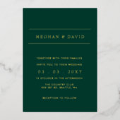 Invitation En Aluminium Élégant Emerald Green Gold Mariage Foil Invitatiat (Recto)