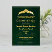 Invitation En Aluminium Elégant Emerald Green Quinceañera 15e anniversaire (Debout devant)