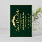 Invitation En Aluminium Élégant Emerald Green Quinceañera Enregistrer La D (Debout devant)