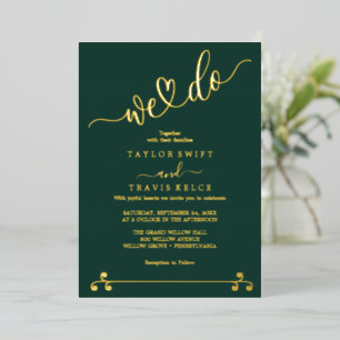 Invitation En Aluminium Élégant Émeraude de Mariage en Or Feuille