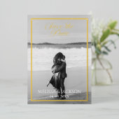 Invitation En Aluminium Élégant Enregistrer la Date (Debout devant)