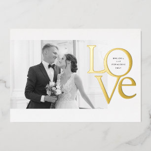 Invitation En Aluminium Elégant et moderne Amour et Merci photo Mariage
