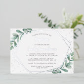 Invitation En Aluminium Élégant Eucalyptus Baptême Ou Baptême Réel (Debout devant)