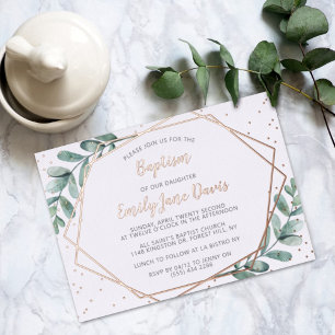 Invitation En Aluminium Élégant Eucalyptus Baptême Ou Baptême Réel