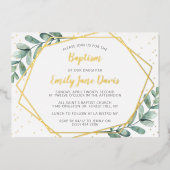 Invitation En Aluminium Élégant Eucalyptus Baptême Ou Baptême Réel (Recto)