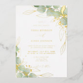 Invitation En Aluminium Elégant Eucalyptus Mariage Gold (Recto)