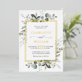 Invitation En Aluminium Elégant Eucalyptus Mariage Gold Foil Invi (Debout devant)