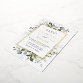Invitation En Aluminium Elégant Eucalyptus Mariage Gold Foil Invi (Rotation)
