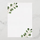 Invitation En Aluminium Elégant eucalyptus verdure Baptême or réel (Verso)