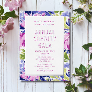 Invitation En Aluminium Élégant Fête de Gala de Bienfaisance Florale Rose
