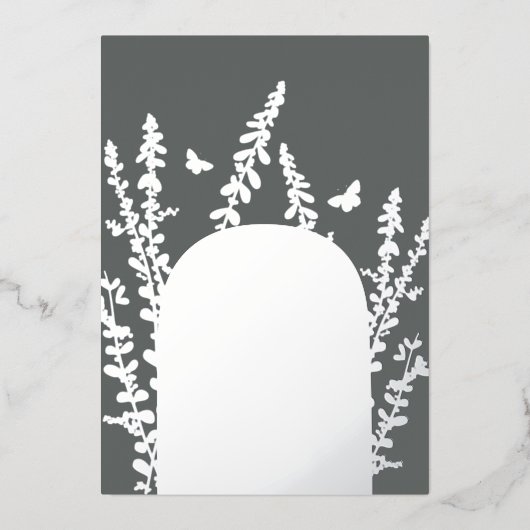 Invitation En Aluminium Élégant Feuille de jardin et Mariage de papillons (Recto)