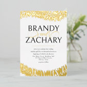 Invitation En Aluminium Élégant Feuille d'or blanc simple Mariage Real Foi (Debout devant)