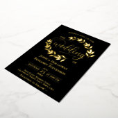 Invitation En Aluminium Elégant Feuille or sur Mariage Black Classy (Rotation)