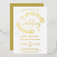 Elégant Feuille or sur Mariage blanc Classy