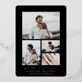 Invitation En Aluminium Élégant Fiançailles multiphoto Foil (Recto)