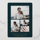 Invitation En Aluminium Élégant Fiançailles multiphoto Foil (Recto)