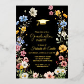 Invitation En Aluminium Élégant Fleur sauvage Meadow Garden Twin Graduatio (Recto)