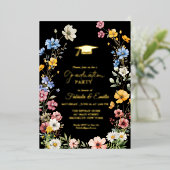 Invitation En Aluminium Élégant Fleur sauvage Meadow Garden Twin Graduatio (Debout devant)