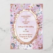 Invitation En Aluminium Élégant Fleur sauvage Whimsical Pink Foil Invitati (Recto)