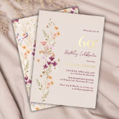Invitation En Aluminium Élégant floral 60e anniversaire