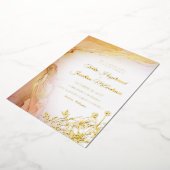 Invitation En Aluminium Elégant Floral Abstrait Mariage Gold (Rotation)