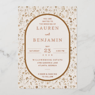 Invitation En Aluminium Élégant floral beige