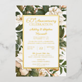 Invitation En Aluminium Élégant floral blanc 60e anniversaire de mariage (Recto)