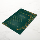 Invitation En Aluminium Élégant Floral Emerald Vert Mariage Or (Rotation)