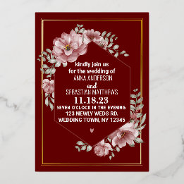 Invitation En Aluminium Élégant floral mariage aquarelle neutre Foil I