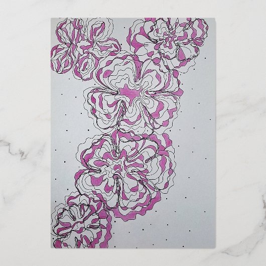 Invitation En Aluminium Elegant floral pattern (Recto)