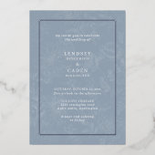 Invitation En Aluminium Élégant floral romantique Dusty Mariage argent (Recto)