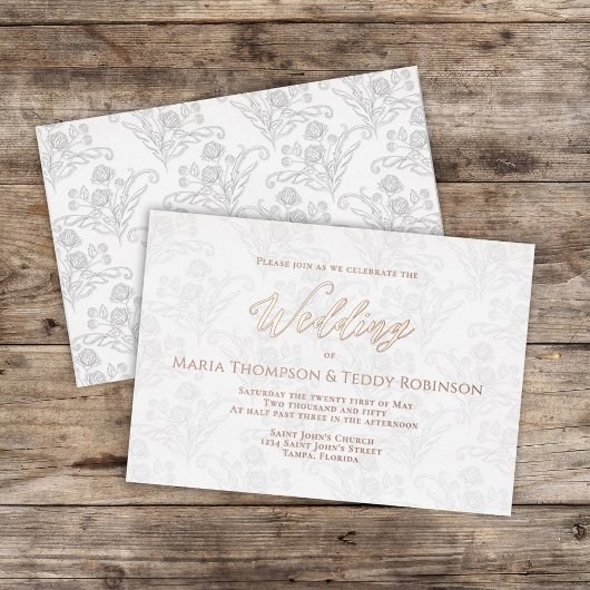 Invitation En Aluminium Élégant floral simple feuillage calligraphie scrip