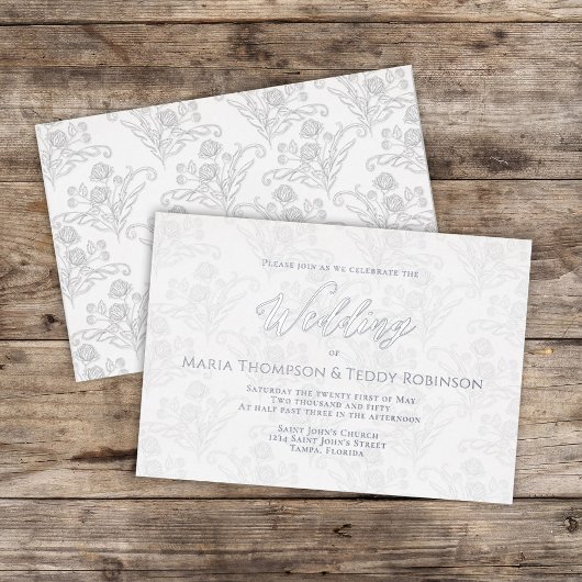 Invitation En Aluminium Élégant Floral Simple Foliage Script de calligraph