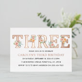 Invitation En Aluminium Elégant Floral TROIS 3e anniversaire Real (Debout devant)