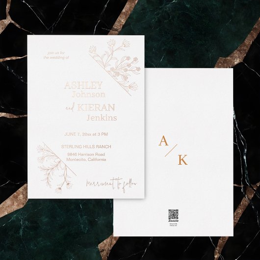 Invitation En Aluminium Elegant Floral Wedding